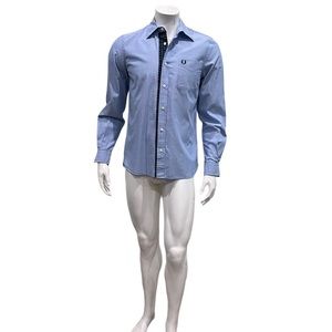 Fred Perry By Drakes Mens Blue Button Shirt